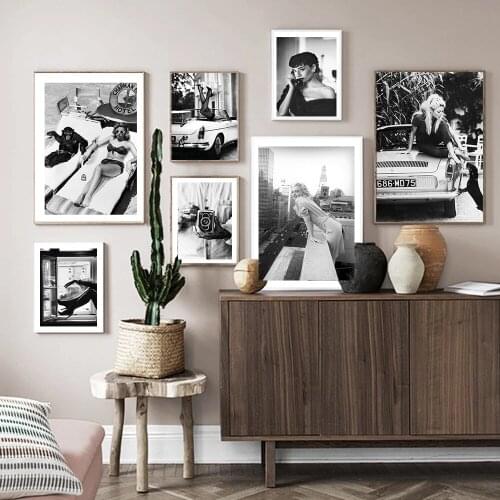 Fashion Poster Wall Art Prints Black and White Canvas Painting Woman Pictures for Living Room Heels In the Window Girl Decor