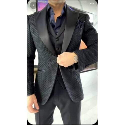 3 Piece Men Suits Modern Formal Customized Fit Slim High Quality Lapel Party Suits Wedding Tuxedo Coat+Pant+Vest