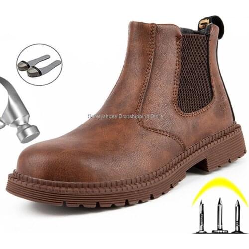Men Work & Safety Boots Indestructible Male Work Shoes Men Boots Safety Shoes For Men Steel Toe Shoes Chelsea Boots Work Protect