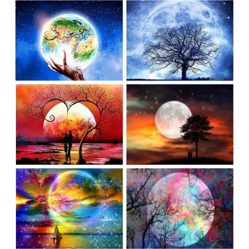 Landscape Diamond Painting Cross Stitch Kit Full Drill 5D Diy Diamond Embroidery Moon Pictures of Rhinestones Mosaic Home Decor