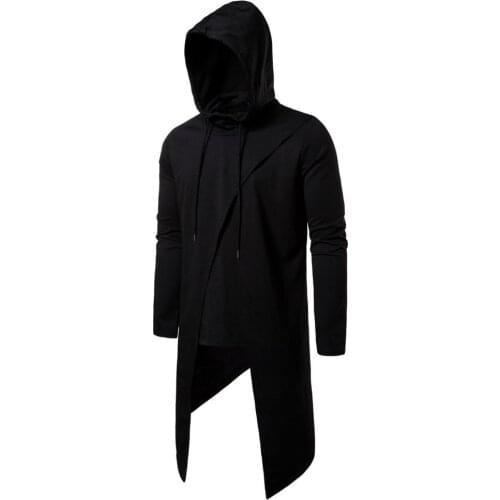 Autumn men irregular hip hop long hoodie street fashion cloak man vintage punk sweatshirt sudaderas plus size coat drop shipping
