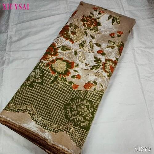 Latest African Brocade Lace Fabric Gold High Quality Nigerian Lace Jacquard Lace Fabric Brocade 2020 For Wedding Dress SL1380