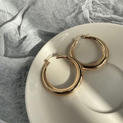 Simple Metal Gold Small Circle Hoop Earrings Thick for Women Minimalist Geometric Round Drop Dangle Earings Party Jewelry