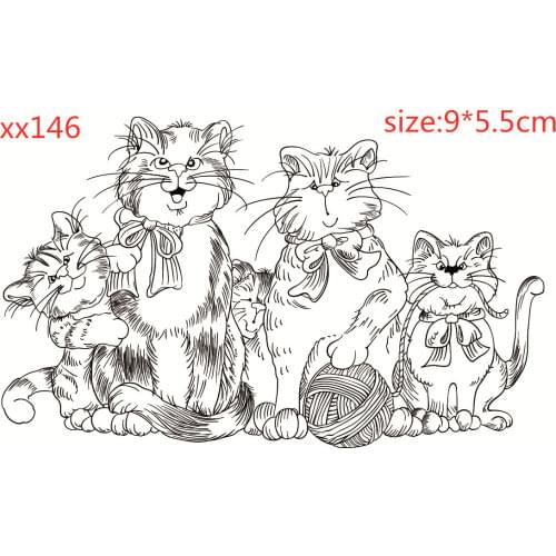 Five Cats Transparent Clear Pattern Stamps for DIY Scrapbooking/Card Making/Kids Christmas Fun Decoration