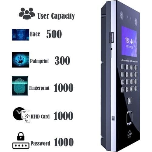 125Khz Rfid Card Face Recognition Time Attendance Fingerprint Access Control Keypad Palmprint Recognition 500 face 1000 Finger