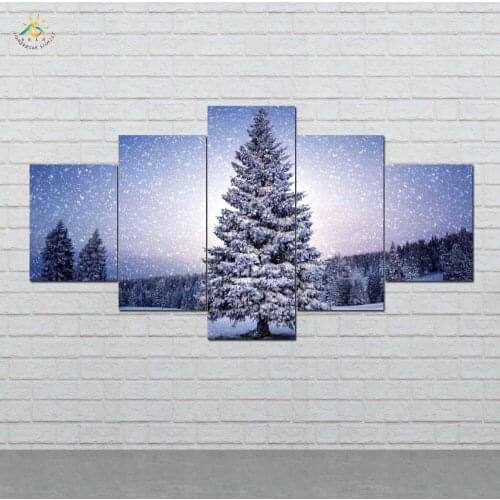 Christmas Tree Modern Wall Art Canvas Painting Posters and Prints Decorative Picture Decoration Home For Living Room 5 PIECES