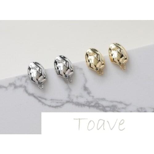 Gold-clad copper plated real gold irregular oval silver needle diy jewelry accessories earrings material accessories
