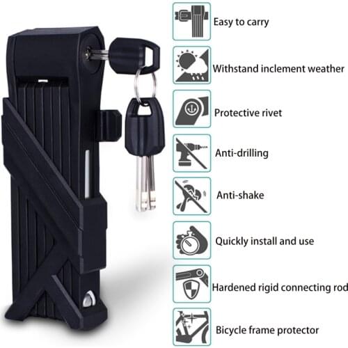 Heavy Duty Folding Bicycle Lock Cycling Bracket Compact Safety Foldylock MTB Road Bike Security Anti-theft Steel Lock