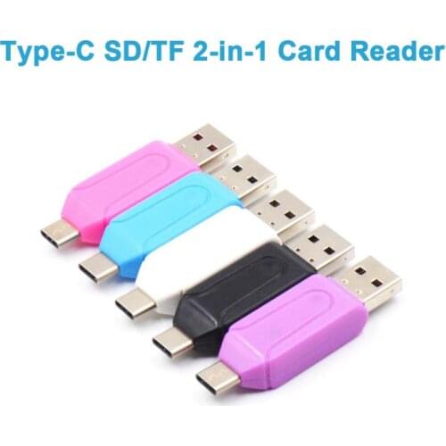 2 In 1 SD Card Reader USB C CardReader Type C OTG Flash Drive Card Reader Type-c USB OTG Adapter TF/Micro SD Smart Memory Card