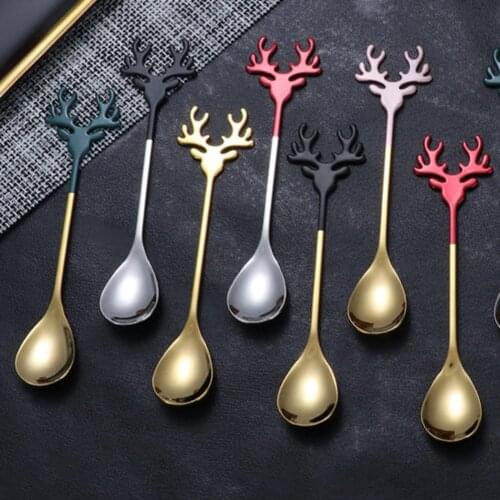 Coffee Stirring Spoon Mirror Polishing Stylish Elk Shape Stirring Spoon Smooth Stirring Spoon Durable Construction for Gifts