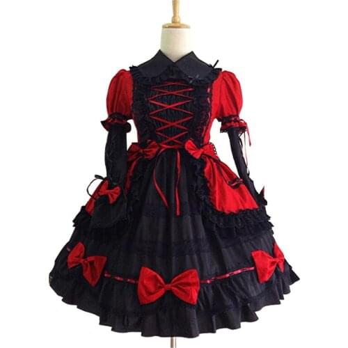 Girl Princess Cosplay Costume Women Summer Medieval Lolita Gothic Doll Collar Lace Dress Halloween Party Royal Prom Formal Dress