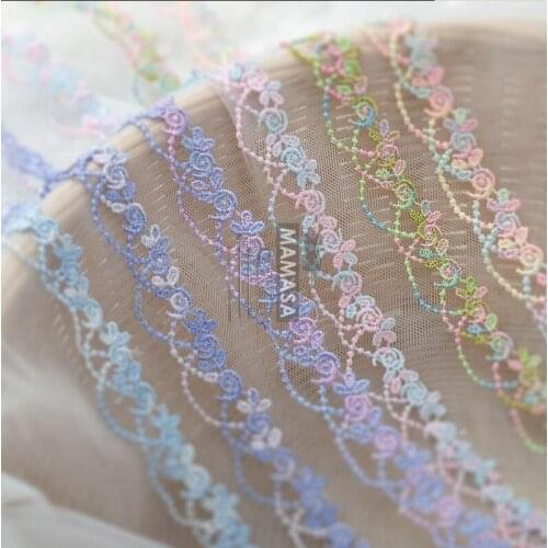 10 Yards Flower Embroidered Lace Trim Ribbons Fabric Trim DIY Sewing Handmade Craft Materials Clothes Accessories Home Dec 2cm