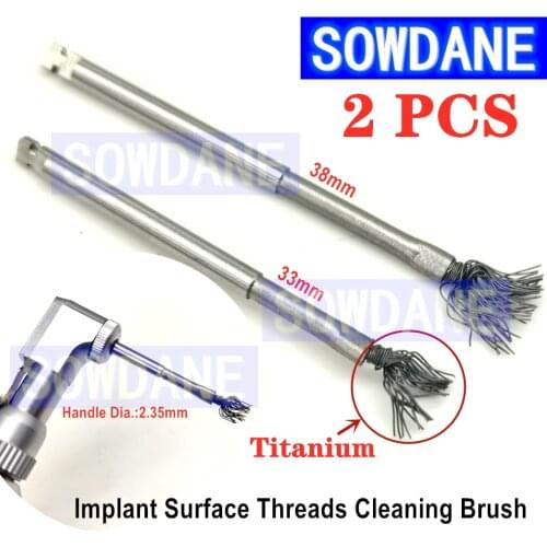 2 pieces High Quality Titanium brush Dental Debridement Peri-Implantitis Implant Surface Threads Cleaning Brush Autoclavable