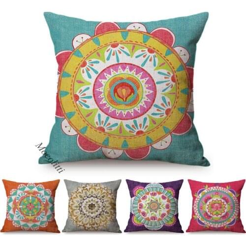 2020 Buddhism Mandala Flower Sofa Cushion Cover Bohemian Pillow Case Religion Worship Decoration Square Cushions Cover Almofadas