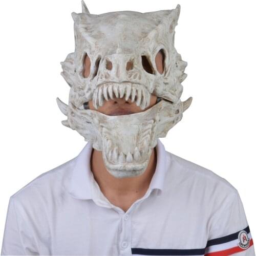 2021 Dragon Bone Head Halloween Mask Adult Funny Natural Latex Cosplay Masks White Props