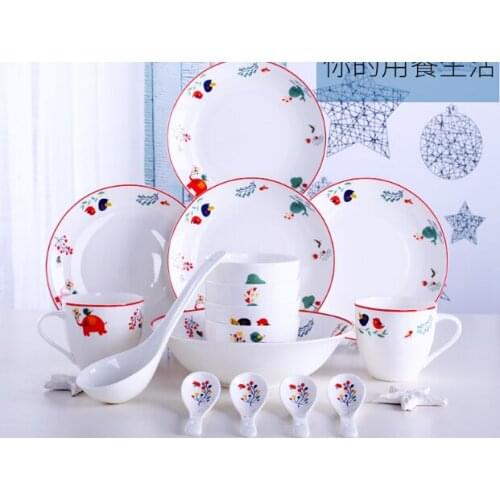 2021 Fashion Cute Cartoon Animals Dish Ceramic Tableware Western Dishes Household Combination Dinnerware Utensils Dinnerware Set