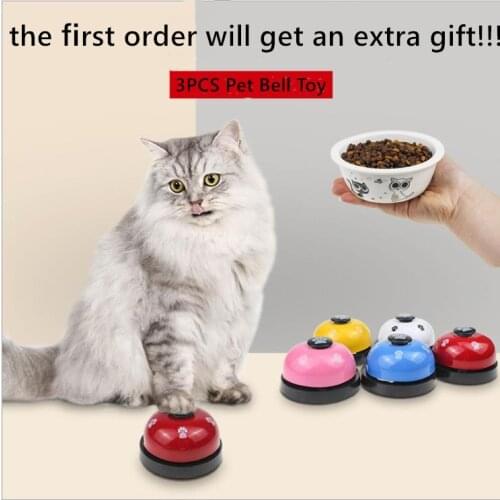 3PCS Pet Toy Dog Cat Bell Training Bell Responder Pet Feeding Meal Ringer Educational Toy Metal Bell Dog Interactive Training