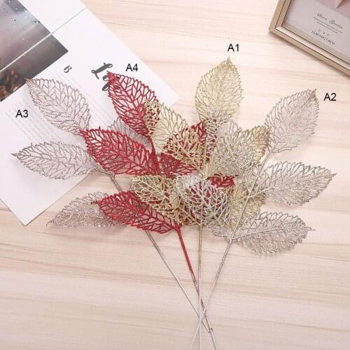 5pcs Christmas ornaments tree decoration Leaves Tree Branches flower grass Artificial Plant simulation fake flowers
