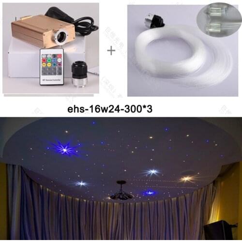 Free shipping quality warrant mix size fibre 0.75 1 1.5mm 16W RGB RF LED lighting Fiber Optic Star Ceiling Lights