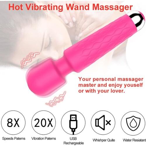 Wireless Dildos 20 Speed AV Vibrator Magic Wand Women Clitoris Stimulator USB Rechargeable Massager Sex Toys for Muscle Adults