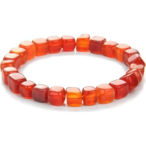 Tourmaline Agates Bracelet Square Stone Bracelets For Women Men White Red Agates Cube Beads Bangles Fashion Reiki Jewelry Gift