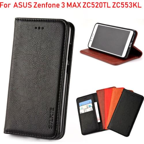 For ASUS Zenfone 3 MAX ZC520TL case Luxury Flip cover Vintage Leather Without magnets phone Cases for ZC553KL funda coque capa