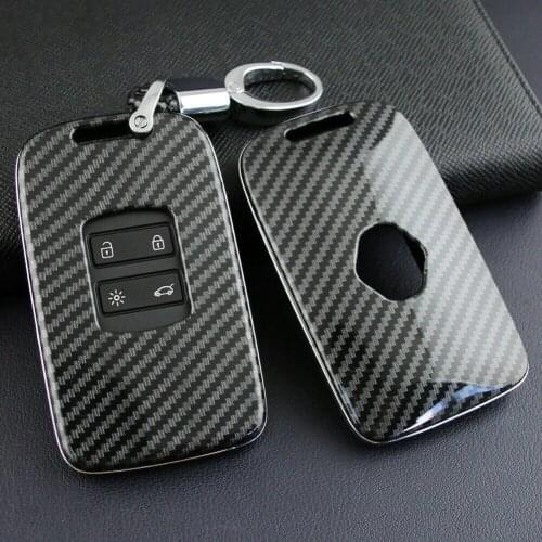 Carbon Fiber Car Key Case Keychain Case For Renault Kadjar Megane Koleos Key Shell Keychain