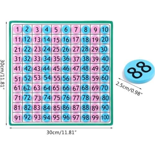 Wooden Math Learning Board Toy Montessori 1-100 Numbers Hundreds Board Counting 87HD