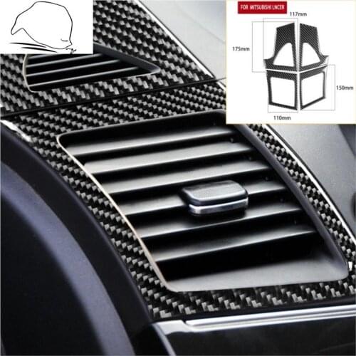 For Mitsubishi Lancer EVO X MR 2008-2015 Air conditioner Outlet Grid Frame Carbon Fiber Sticker Air Vent Trim Car Accessories