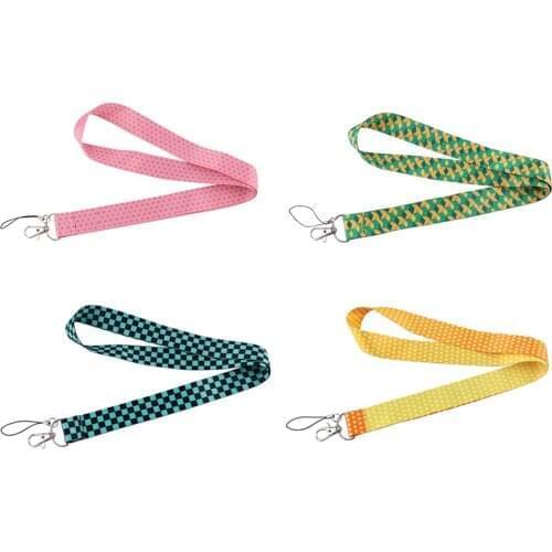 E3367 Cartoon Lattice Shape Keychain Accessories Mobile Phone ID Badge Holder Keys Straps Neck Lanyard Camera