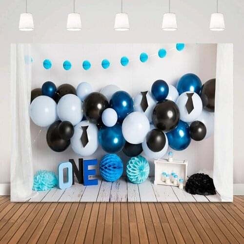 Kids One Birthday Backdrop Photoshoot Balloons Wall Children 1st Birthday Cake Smash Background Baby Portrait Photo Studio