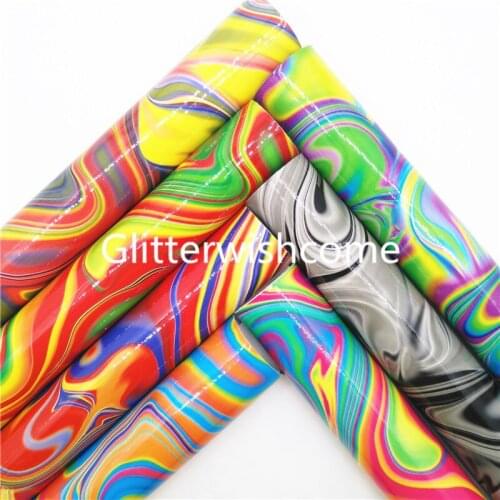 Glitterwishcome 21X29CM A4 Size Pattern Printed Smooth Synthetic Leather with Soft Felt Backing for Bows, GM949B