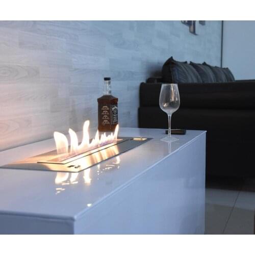 Inno-Fire 18 inch Long Remote control intelligent black and silver ethanol burner fireplace