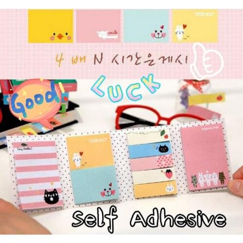 Kawaii Sticky Notes Sets Self Adhesive Memo Cute Animals Index Cartoon To Do List Notepad School Office Stationery Bookmark
