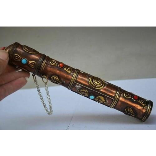 Collection Pure Copper Incense Cylinder Antique Characteristic Crafts Home Ornaments Handwork Gifts