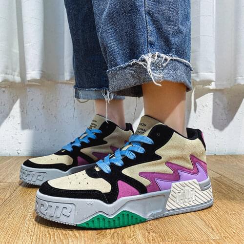 Retro Style Colors Suede Mens Platform Sneakers High Top Casual Shoes Men Superstar Fashion Sneakers Men chaussure plate forme