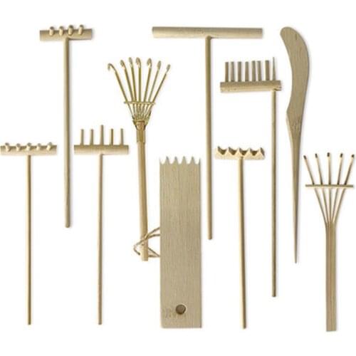 Mini Bamboo Rake for Zen Garden Sand Tabletop Meditation Feng Shui Decor