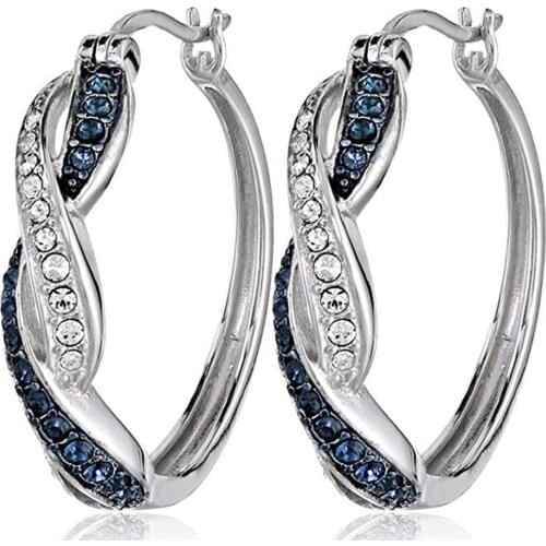 Fashion Earrings Two-tone Fashion Women Alloy Rhinestone Ear Hoop Earrings Jewelry Accessory Gift For Wedding Party Gifts