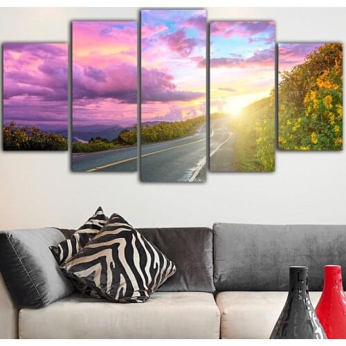 Modular Poster Modern Highway HD Printed Wall Art Canvas Sunset Glow Picture Paintings Beautiful Scenery Home Decor Living Room