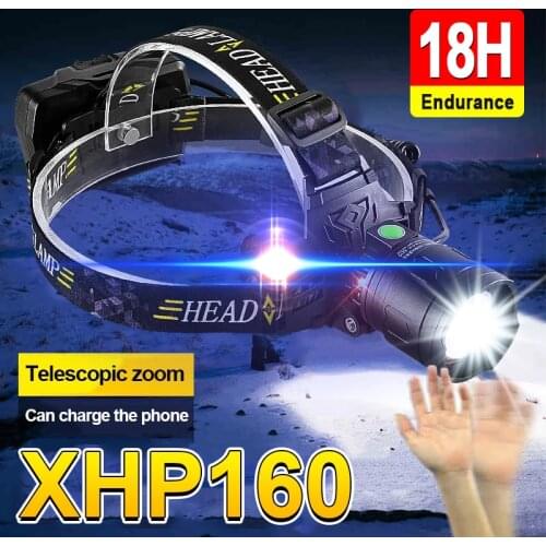Newest XHP160 Most Powerful LED Headlamp Rechargeable Head Flashlight 18650 LED Headlight XHP90 USB Waterproof Fishing Head Lamp