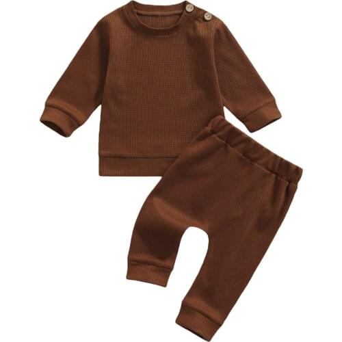 New Baby’s Casual T-shirt and Trousers Set Fashion Solid Color Long Sleeve Tops and Long Pants