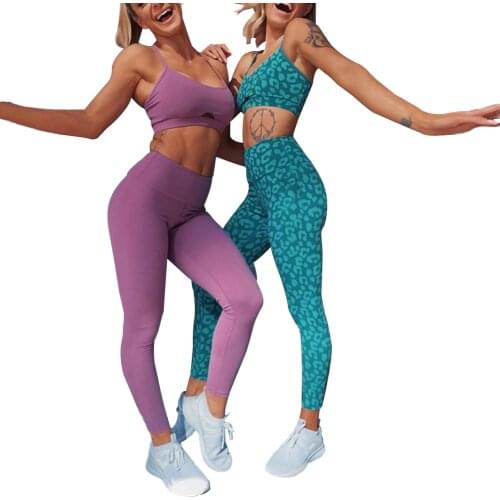 New Women Yoga Set Skinny Pants Home Gym Sport Fitness High Waist Exercise Print Ladies Sleeveless Short Tops Padded Adjust 2020