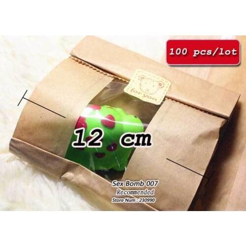 Wholesale 100pcs/lot Cheap Mini Kraft Transparent Packing Bag Gift Pack Brown Paper Bag Mini Cookie Bag 12 x 21 cm Free shipping