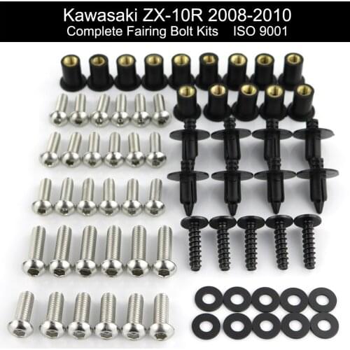 Fit For Kawasaki ZX10R ZX-10R 2008 2009 2010 Motorcycle Complete Full Fairing Bolts Kits Stainless Steel Screws Nuts Clips