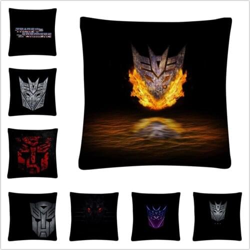 Popular Movie Transformation Logo Pattern Soft Short Plush Cushion Cover Pillow Case for Home Sofa Car Decor Pillowcase45X45cm