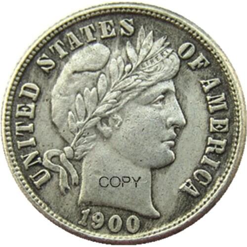 US Barber Dime 1900 P/S/O Silver Plated Copy Coins