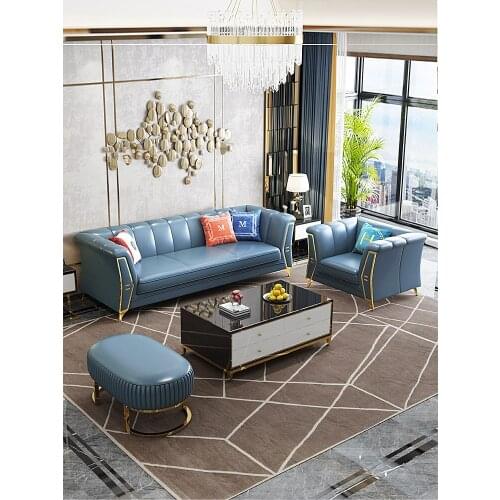 Postmodern light luxury Italian minimalist living room small apartment simple 123 combination American leather sofa