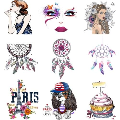 Iron-on Transfers for Clothing Patches Thermo Stickers Stripe Dress Diy Fashion Applique Vinyle Adhesive Flex Fusible Transfer A