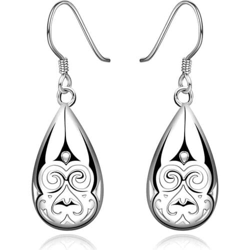 Simple Fashion Style Silver plated drop water Earrings Jewellery mens 2016,Wholesale&Free shipping, SMTE582