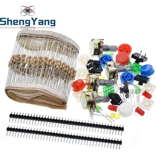 ShengYang 1 sets Handy Portable Resistor Kit for Arduino Starter Kit UNO R3 LED potentiometer tact switch pin header